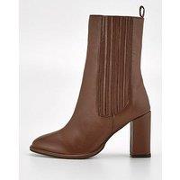 Fig & Basil Real Leather Chelsea Calf Boot - Brown