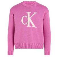 Calvin Klein Jeans Girls Fluffy Monogram Sweater - Violet Fun