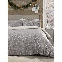 Very Home Sparkle Snowflake Fleece Duvet Cover Set - Silver