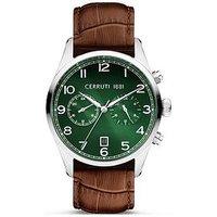Cerruti Cavareno Brown Leather Strap Buckle Watch With Green Dial