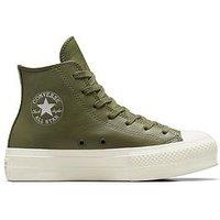 Converse Chuck Taylor All Star Lift Leather Hi-Tops - Dark Green