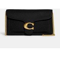 Coach Tabby Polished Pebble Chain Clutch Bag - Black