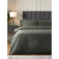 Very Home Velvet Embroidered Esme Duvet Cover Set - Green