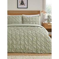 Very Home Pleated Duvet Cover Set - Green