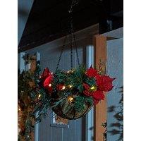The Very Collection Pre Lit Poinsettia & Christmas & Hanging Basket - Red
