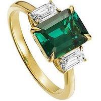 Created Brilliance Murphy 18Ct Yellow Gold Created Emerald And Lab Grown Diamond Three Stone Ring