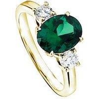 Created Brilliance Ellison 9Ct Yellow Gold Created Emerald & 0.33Ct Lab Grown Diamond Three Stone Ring