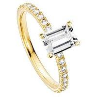 Created Brilliance Blake 18Ct Yellow Gold 1Ct Emerald Cut Lab Grown Diamond Hidden Halo Engagement Ring