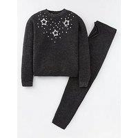 V By Very Girls 2 Piece Knitted Sequin Jumper And Joggers Set - Multi