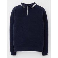 V By Very Boys Knitted Long Sleeve Smart Polo - Navy