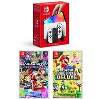 Nintendo Switch Oled Oled Console White With Mario Kart 8 And New Super Mario Bros U Deluxe