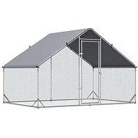 Pawhut Walk In Chicken Run Galvanized Chicken Coop Hen Poultry House Cage Rabbit Hutch Pet Playpen Backyard With Water-Resist Cover, 3 X 2 X 2M