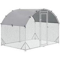 Pawhut Walk In Chicken Run Galvanized Chicken Coop Hen Poultry House Cage Rabbit Hutch Pet Playpen Backyard With Water-Resist Cover, 2.8 X 1.9 X 2M
