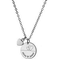 Treat Republic Personalised Dual Hearts Polished Heart & Disc Necklace