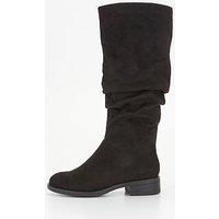 Everyday Wide Fit Comfort Slouch Knee Boot With Wider Fitting Calf - Black