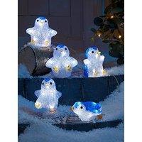 Three Kings Set Of 5 Battery Operated Penguin Outdoor Christmas Lights