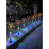 Three Kings Set Of 8 Battery Powered Multi Snowflake Pathfinder Outdoor Christmas Lights