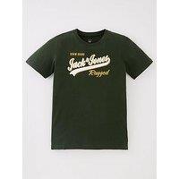 Jack & Jones Junior Boys Logo 2 Colour Short Sleeve Tshirt - Mountain View - Green