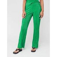 V By Very Plisse Wide Leg Trousers - Green