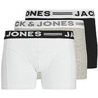 Jack & Jones Junior Boys Sense 3 Pack Trunks - White/Grey/Black