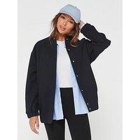 V By Very Faux Wool Relaxed Bomber - Navy