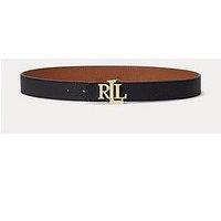 Lauren By Ralph Lauren Leather Logo Belt - Black And Tan