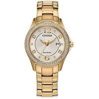 Citizen Ladies Eco-Drive Crystal Case Gold Bracelet