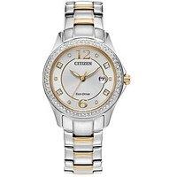 Citizen Ladies Eco-Drive Crystal Case Two Tone Bracelet