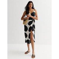 New Look White Large Spot Strappy Midi Dress
