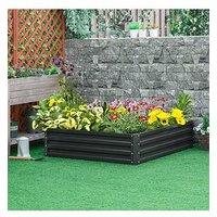 Outsunny Raised Garden Bed Frame Outdoor Planter Kit For Flowers & Vegetables - Grey