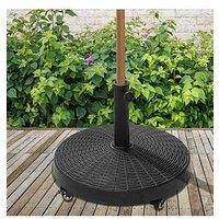 Outsunny Resin Patio Parasol Base Umbrella Stand, Weight Deck Holder With Wheels - Black