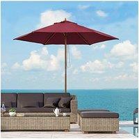 Outsunny 2.5M Wooden Garden Parasol Umbrella - Red Wine