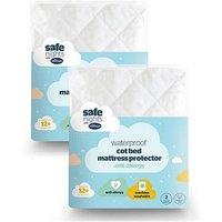 Silentnight Safe Nights Waterproof Cot Bed Mattress Protector Bundle - 2 Pack - White