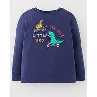 Mini V By Very Boys Roarsome Little Brother Long Sleeve T-Shirt - Navy