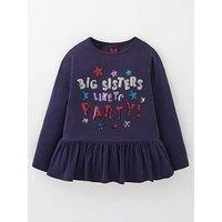 Mini V By Very Girls Big Sisters Like To Party Long Sleeve T-Shirt - Navy