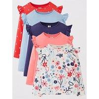 Mini V By Very Girls 5 Pack Floral & Heart Long Sleeve T-Shirts - Multi