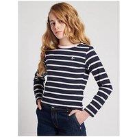 Jack Wills Girls Stripe Long Sleeve T Shirt - Navy Blazer