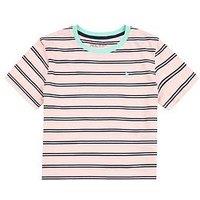 Jack Wills Girls Stripe Short Sleeve T Shirt - Crystal Rose