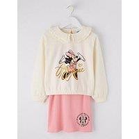 Minnie Mouse Girl'S Disney 2 Piece Frill Neck Sweatshirt & Dress Set - Pink