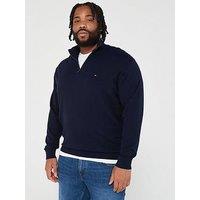 Tommy Hilfiger Cashmere Half Zip Mock Knit Jumper - Navy