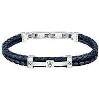 Maserati Mens Leather Braided Bracelet