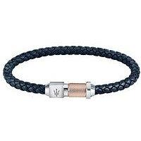 Maserati Mens Leather Braided Bracelet