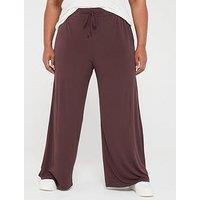 V By Very Curve Wide Leg Cargo Trouser - Chocolate
