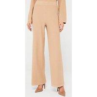 Fig & Basil Knitted Ribbed Wide Leg Co-Ord Trousers -