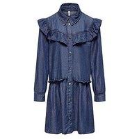 Only Kids Girls Chloe Denim Shirt Dress - Blue Denim