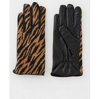 Pieces Jalila Animal Print Touch Screen Gloves - Black