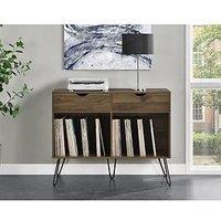 Novogratz Concord 2 Drawer Side Table/Turntable Stand - Walnut