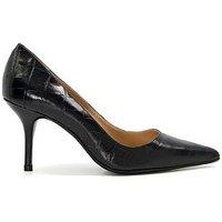 Dune London Dune Bold Leather Croc-Effect Court Shoes - Black