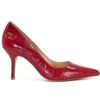 Dune London Dune Bold Leather Croc-Effect Court Shoes - Red