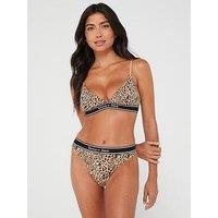 Tommy Jeans Leopard Print Thong - Brown